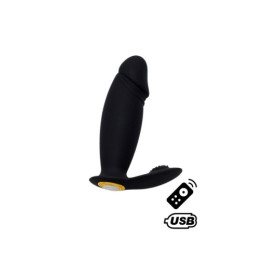 ACHILLE, Mini vibromasseur noir USB, forme pénis avec stimulation clitoridienne, avec télécommande 